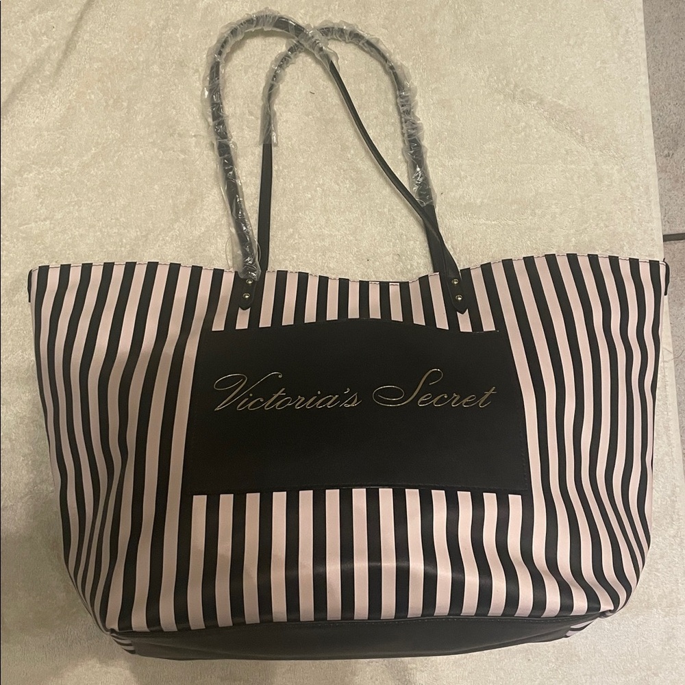 NWT Victoria's Secret Striped Black Tote - Picture 2 of 7